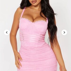 Fashion Nova Pink Lace Corset Dress